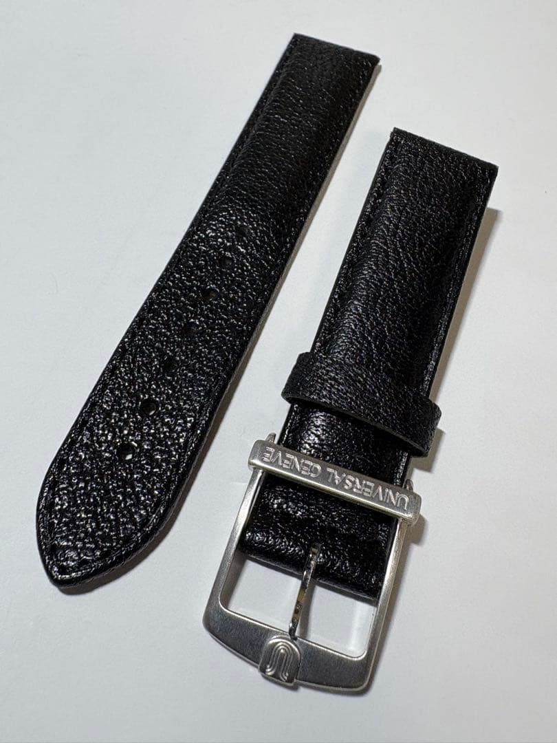 デッドストック【ユニバーサル・ジュネーブ】純正尾錠付 水牛革ベルト 19mm