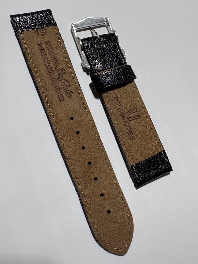 デッドストック【ユニバーサル・ジュネーブ】純正尾錠付 水牛革ベルト 19mm