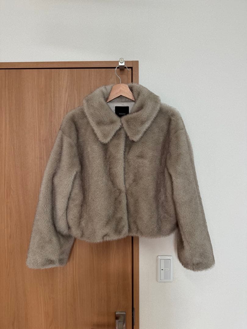 anauans ステンカラーショートファーコート