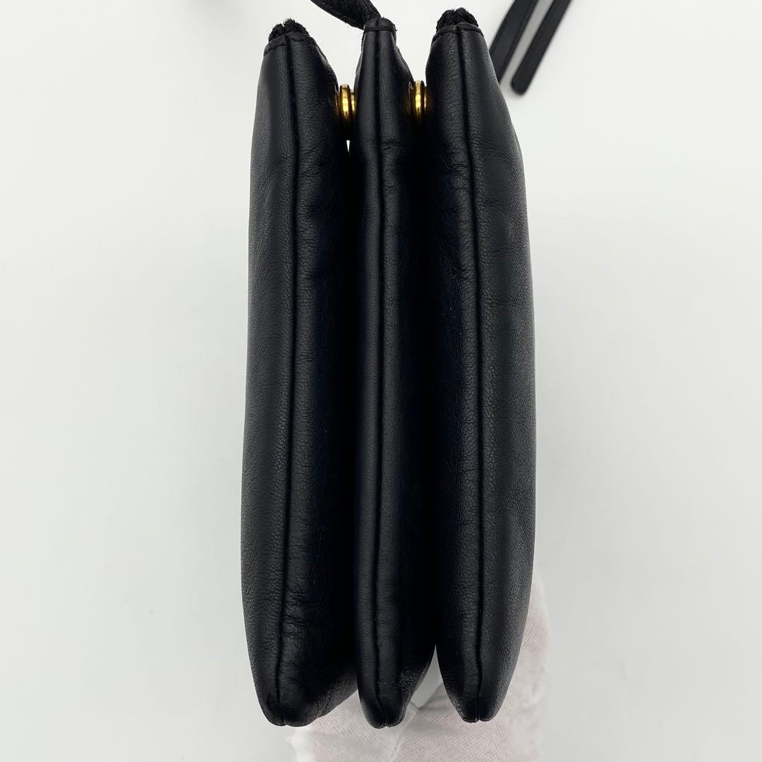 CELINE ショルダーバッグ　トリオ　ラージ　レザー　ネイビー