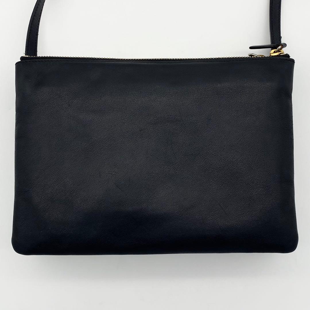 CELINE ショルダーバッグ　トリオ　ラージ　レザー　ネイビー