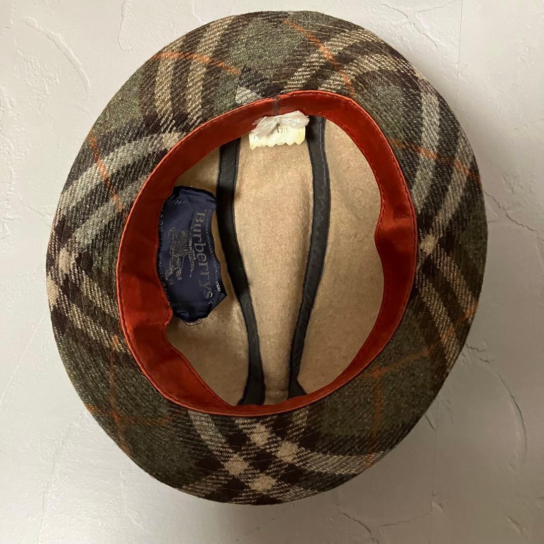 バーバリー 中折れハット ウール ノバチェック 英国製 70s ビンテージ