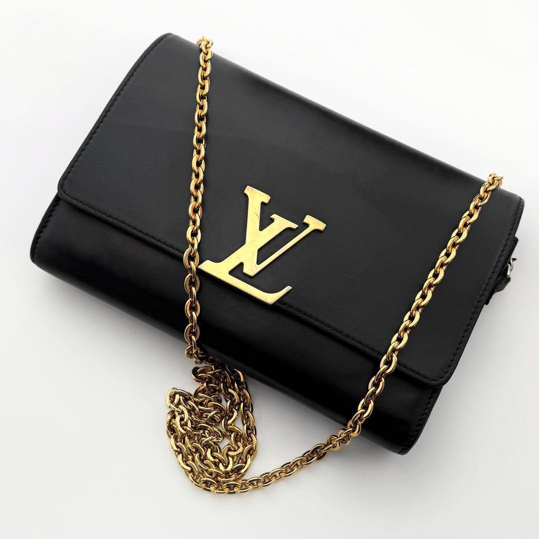 良品✨ルイヴィトン ポシェット ルイーズMM チェーンショルダーバッグ ロゴ金具