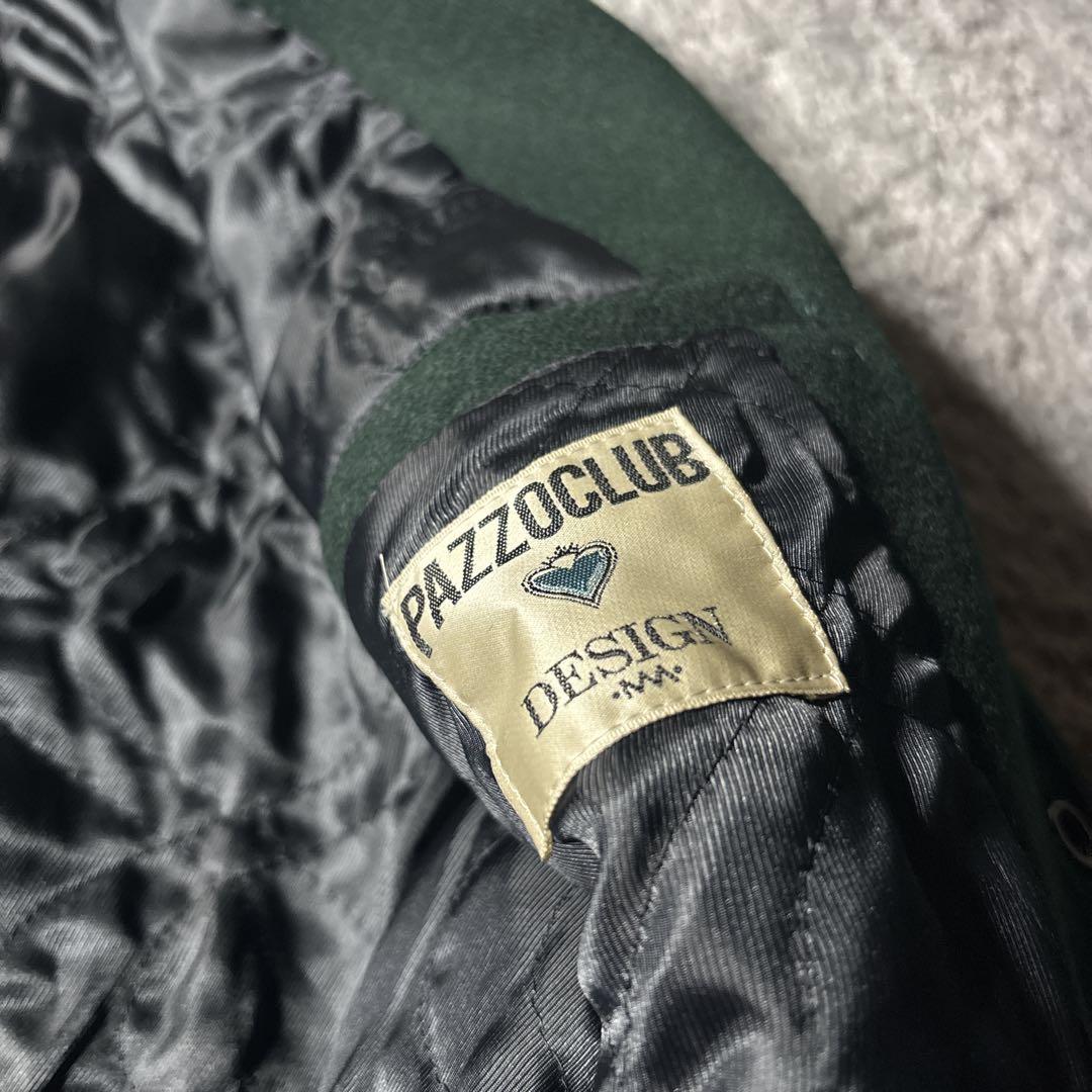 パッゾ　PAZZO スタジャン　レザー　両面刺繍　グリーン　ユニセックス　古着