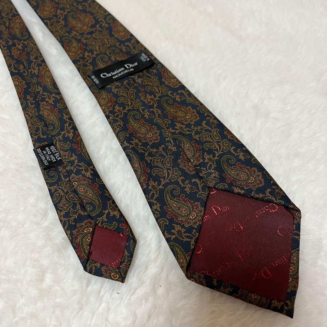 イタリア製Christian Dior Monsieur ペイズリー柄ネクタイ