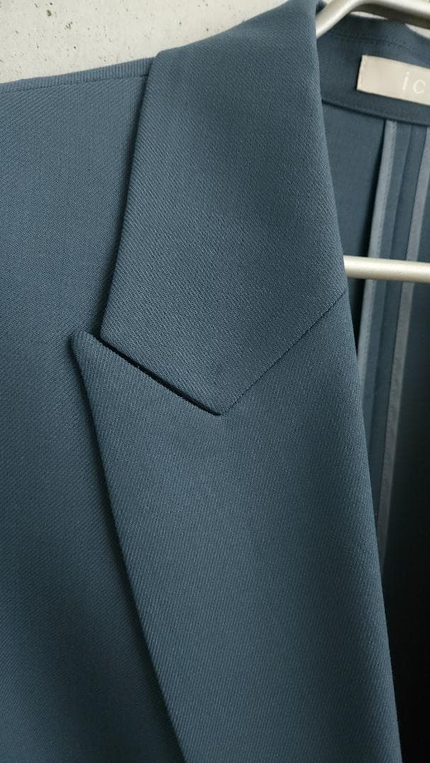 ICB L【洗える】ウール2WAYストレッチ ダブルブレストジャケット ブルー系