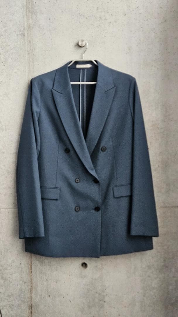 ICB L【洗える】ウール2WAYストレッチ ダブルブレストジャケット ブルー系