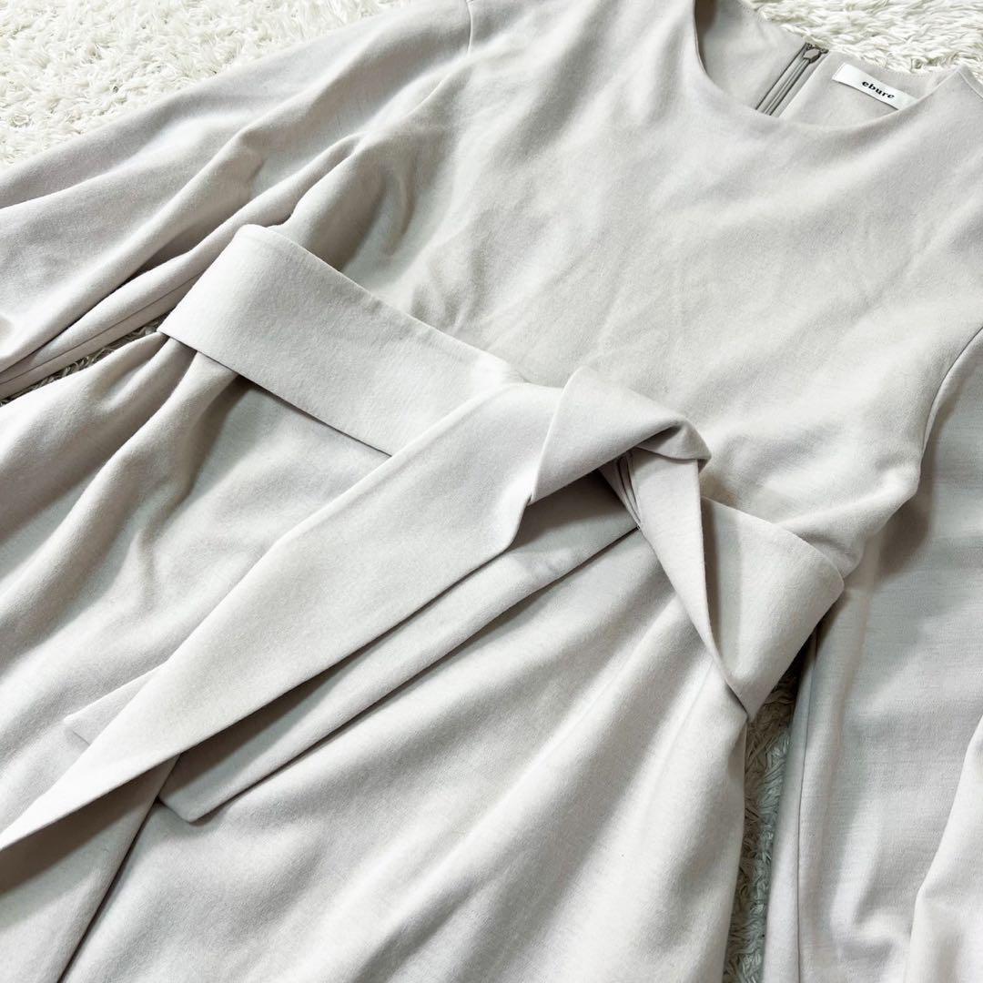 美品✨エブール マキシ丈ワンピース ベルト バルーンスリーブ 近年モデル ウール