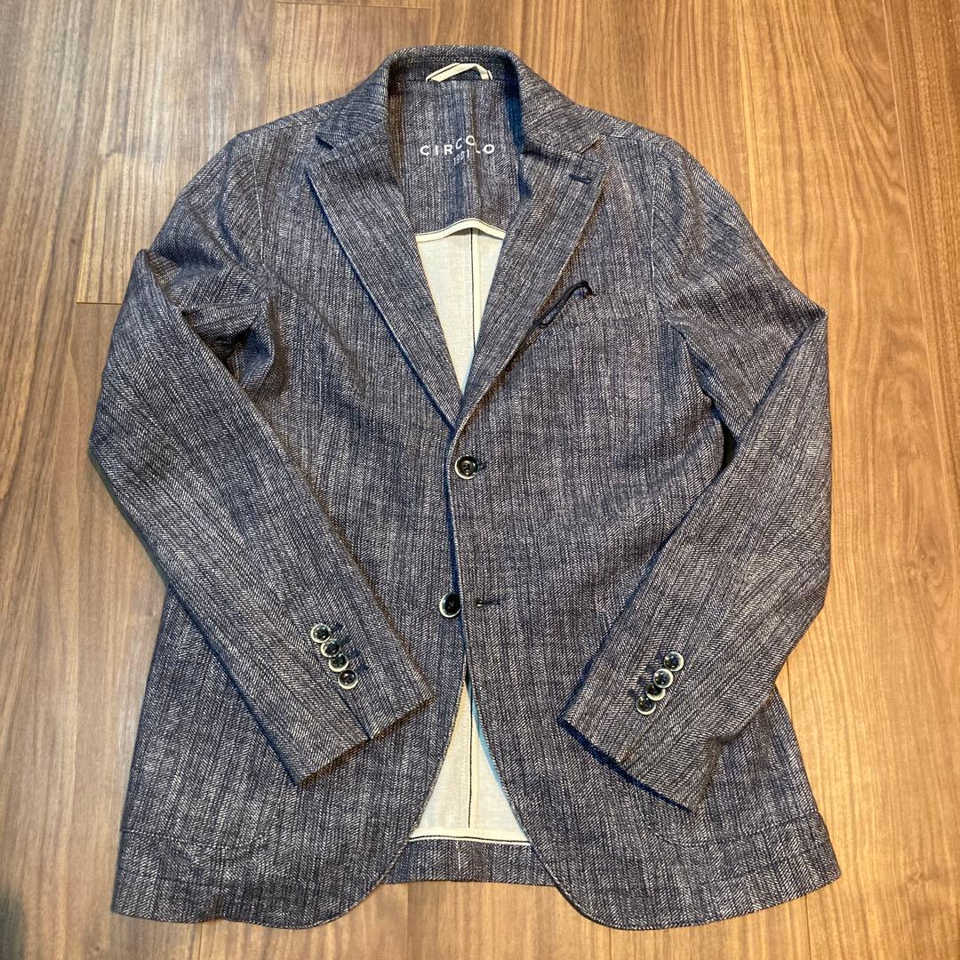 Circolo 春夏　サイズ42 ヘリンボーン柄　ネイビー 3ピース　ジャケット