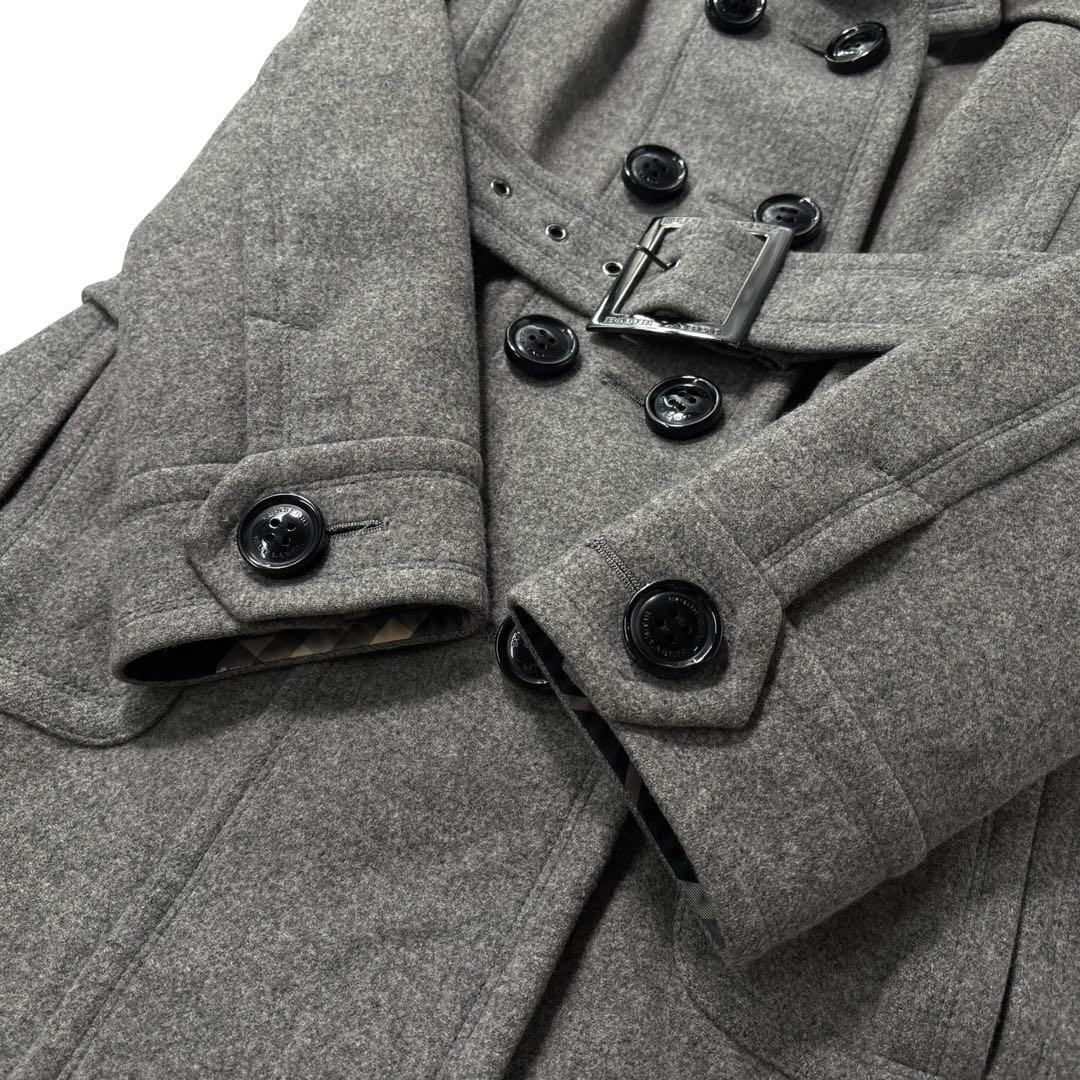 【極美品】バーバリー　トレンチコート　ノバチェック　アンゴラ　ダブル　ロゴ金具