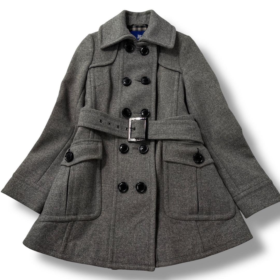 【極美品】バーバリー　トレンチコート　ノバチェック　アンゴラ　ダブル　ロゴ金具