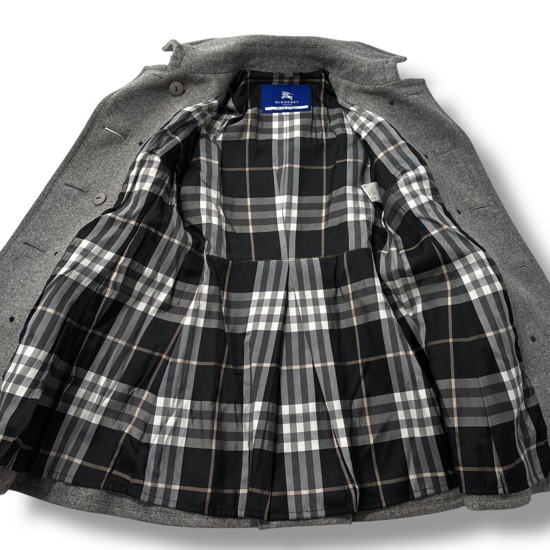 【極美品】バーバリー　トレンチコート　ノバチェック　アンゴラ　ダブル　ロゴ金具