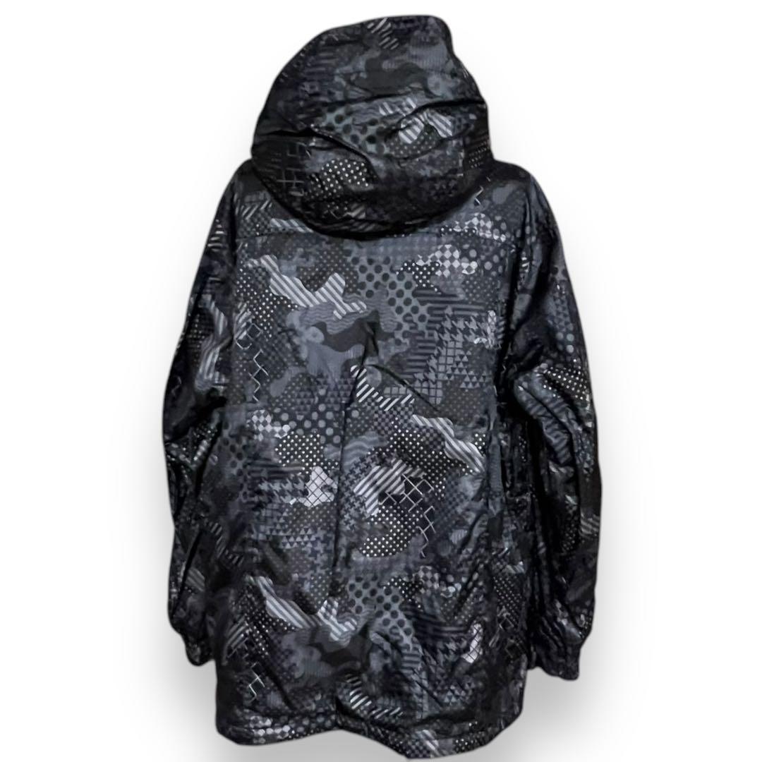 ラスティ スノーボードウェア ジャケット 総柄 黒赤 刺繍 L スキー 多機能