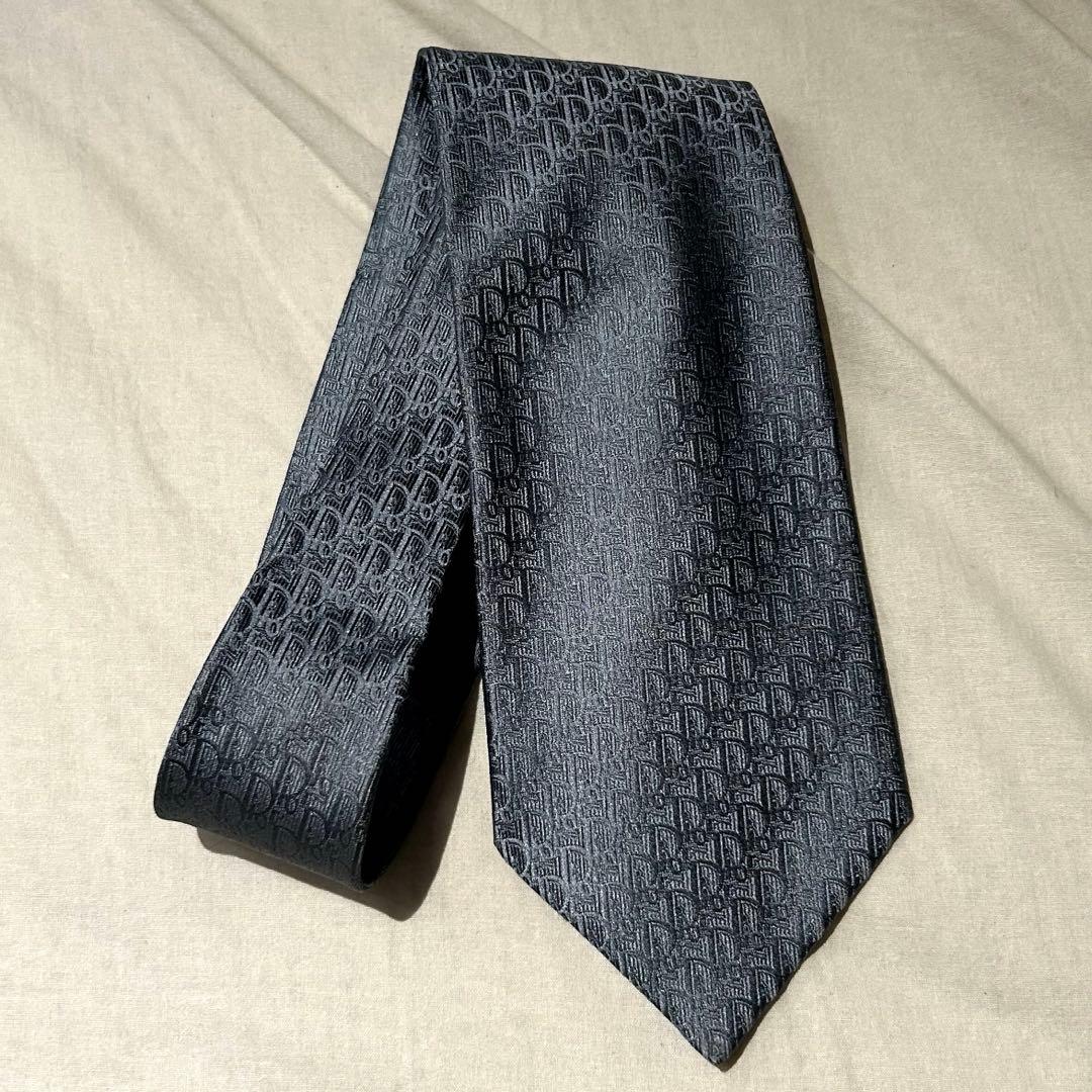 【美品】Christian Dior ディオール　ネクタイ　トロッター柄　グレー