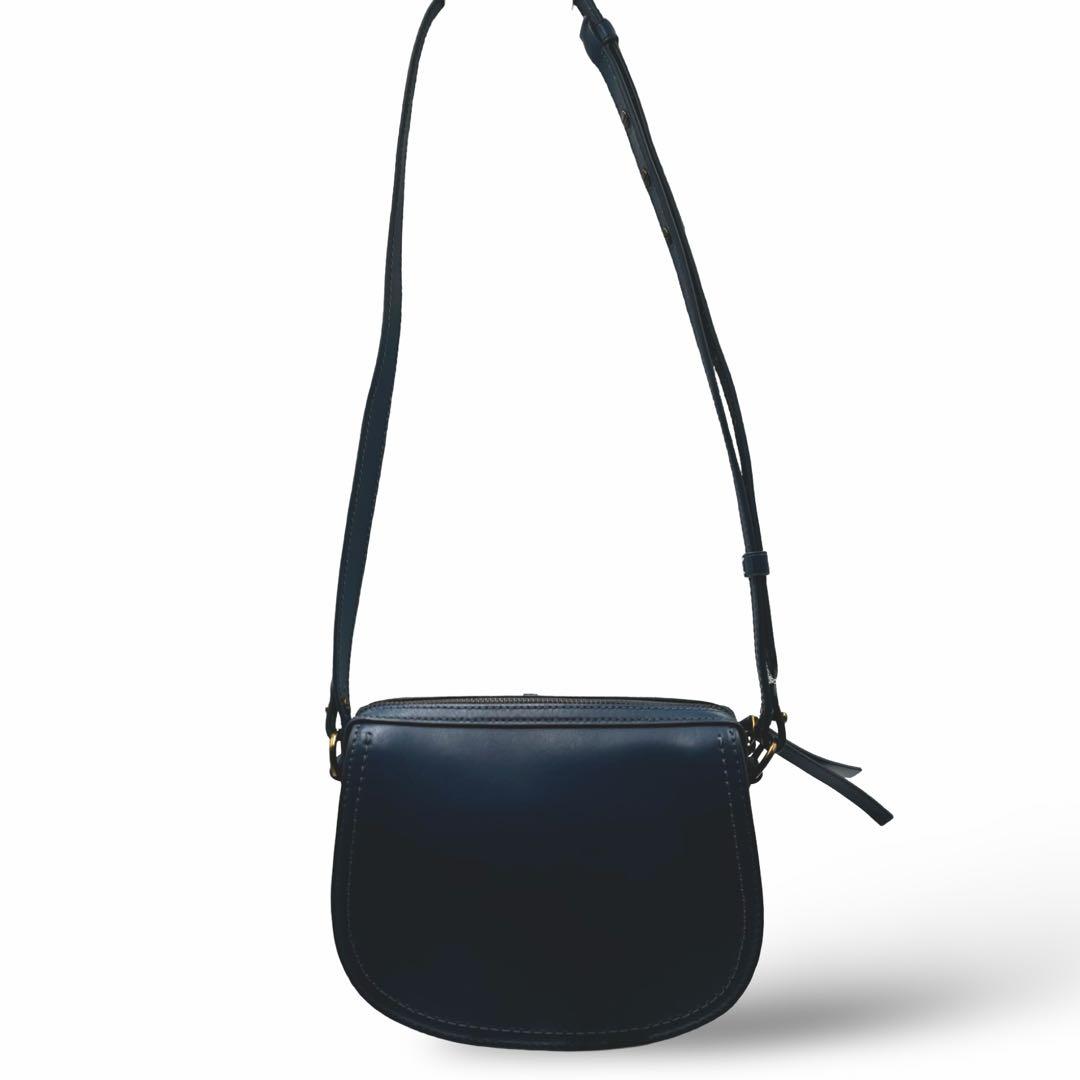 【美品】ポロラルフローレン　ショルダーバッグ　レザー　ブルー　斜め掛け　金具