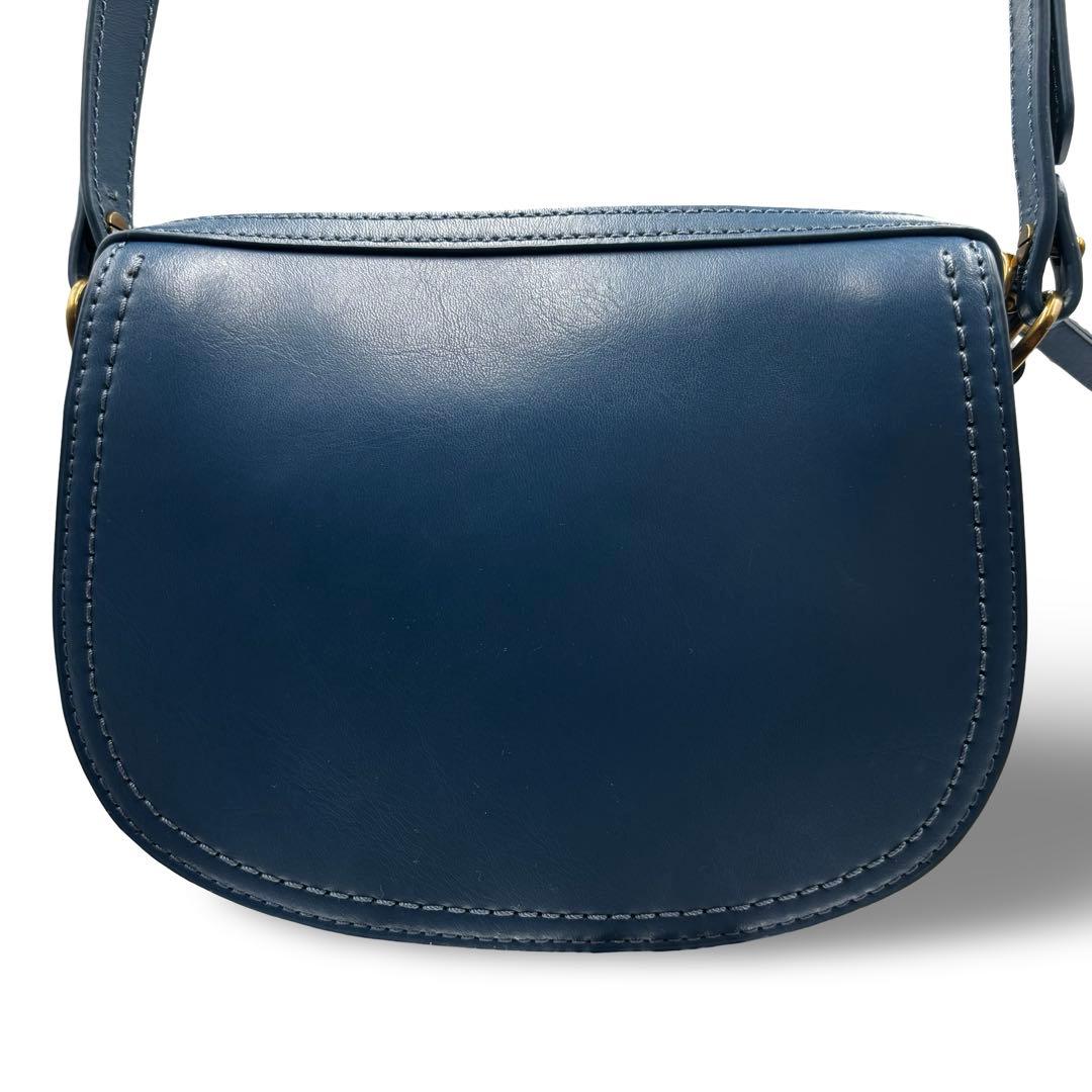 【美品】ポロラルフローレン　ショルダーバッグ　レザー　ブルー　斜め掛け　金具