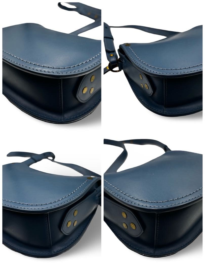 【美品】ポロラルフローレン　ショルダーバッグ　レザー　ブルー　斜め掛け　金具