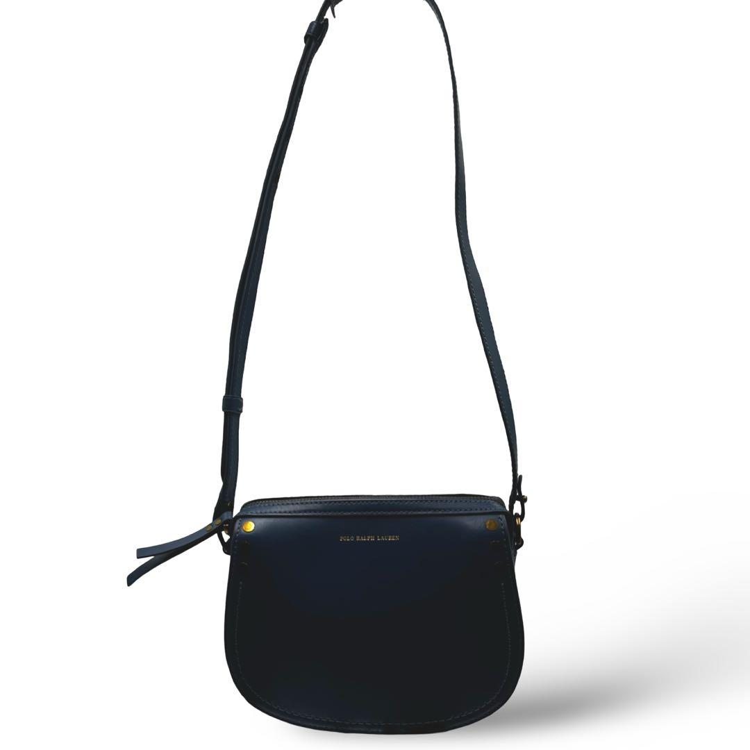 【美品】ポロラルフローレン　ショルダーバッグ　レザー　ブルー　斜め掛け　金具