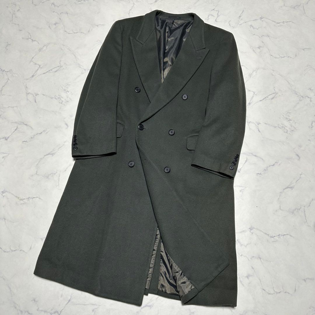 極美品　希少　LIFE BRAD カシミヤ混ダブルチェスターコート　グリーン系