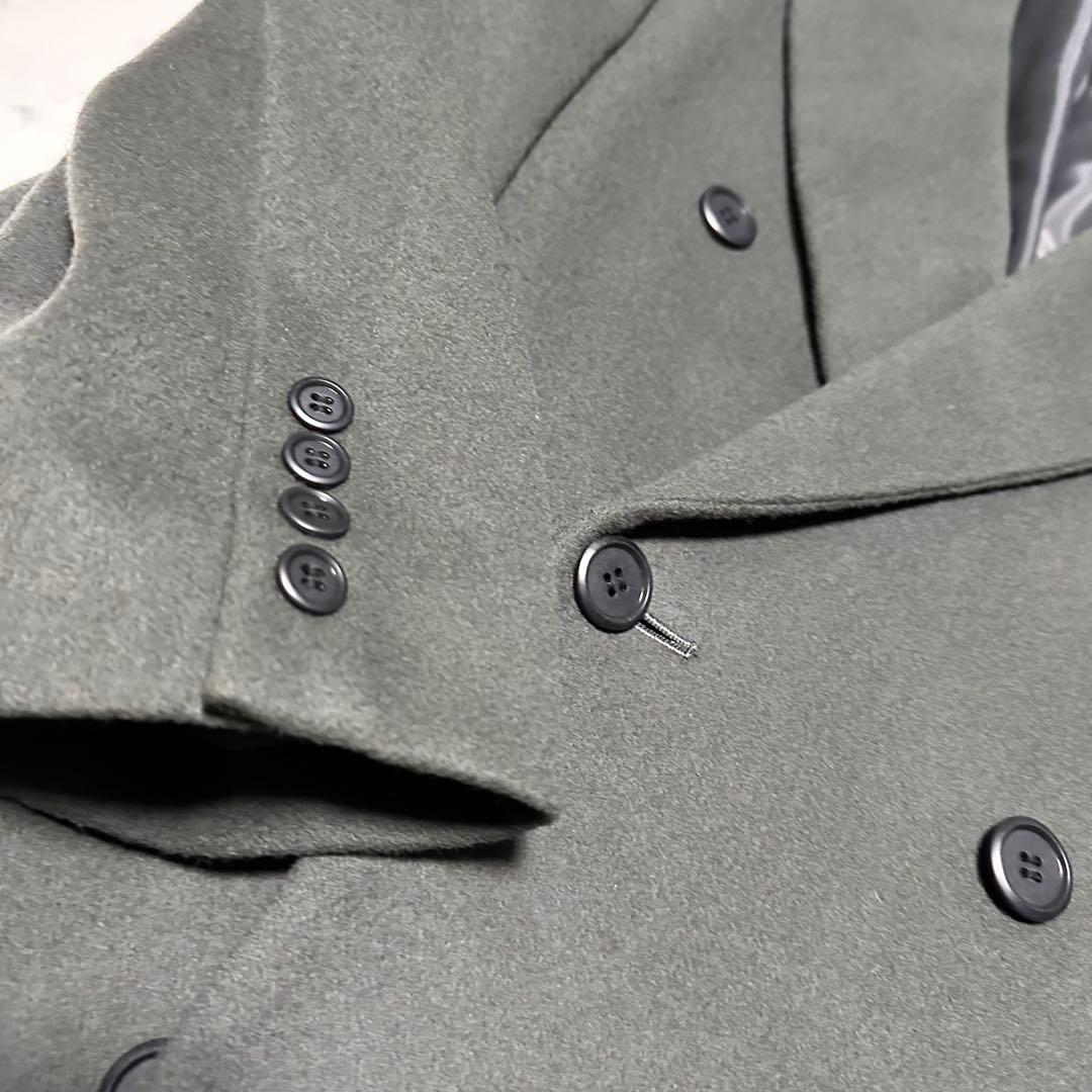 極美品　希少　LIFE BRAD カシミヤ混ダブルチェスターコート　グリーン系