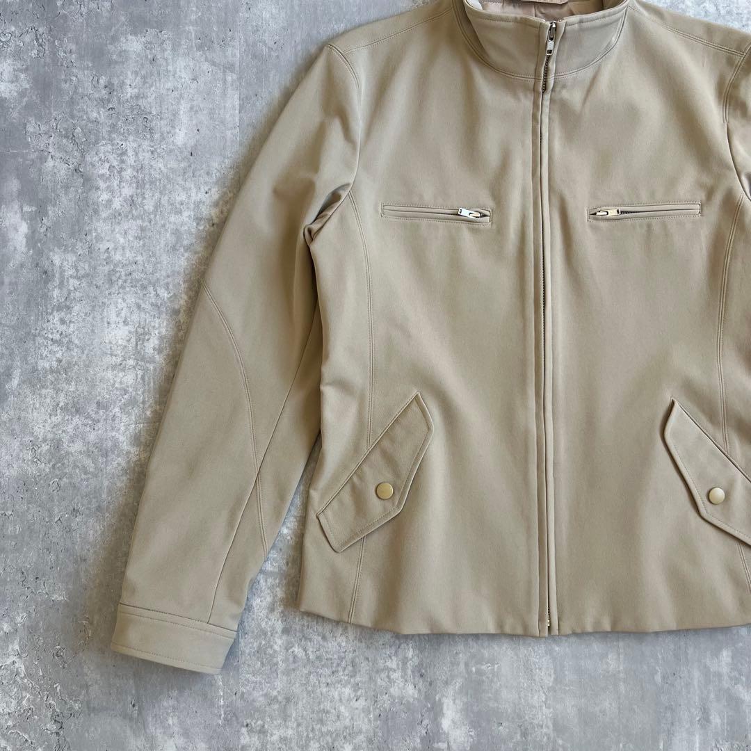イッセイミヤケ　レーヨン混　スタンドカラージャケット　ベージュ　日本製　2サイズ