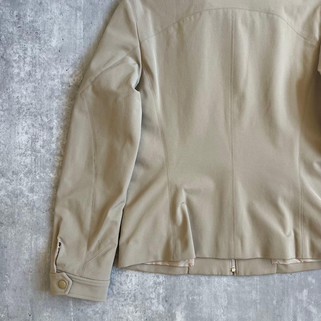 イッセイミヤケ　レーヨン混　スタンドカラージャケット　ベージュ　日本製　2サイズ