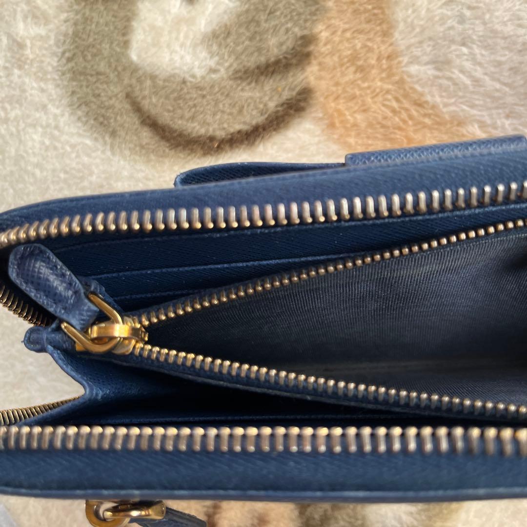 み*ら様 PRADA サフィアーノレザー 長財布 ネイビー