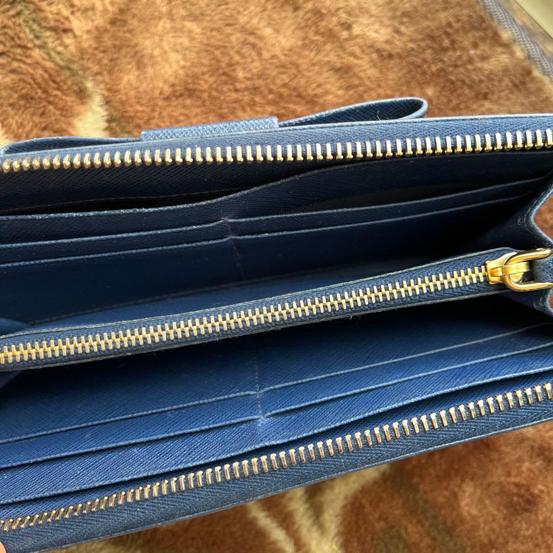 み*ら様 PRADA サフィアーノレザー 長財布 ネイビー