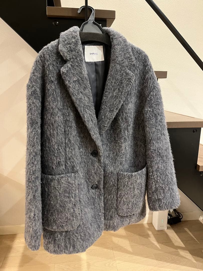《shipsany》シャギーテーラードジャケット　ウールミックス