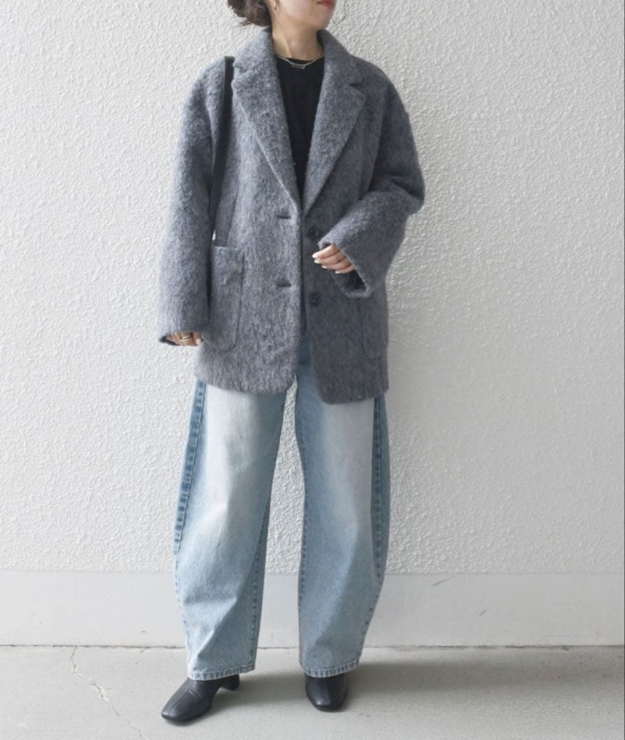 《shipsany》シャギーテーラードジャケット　ウールミックス