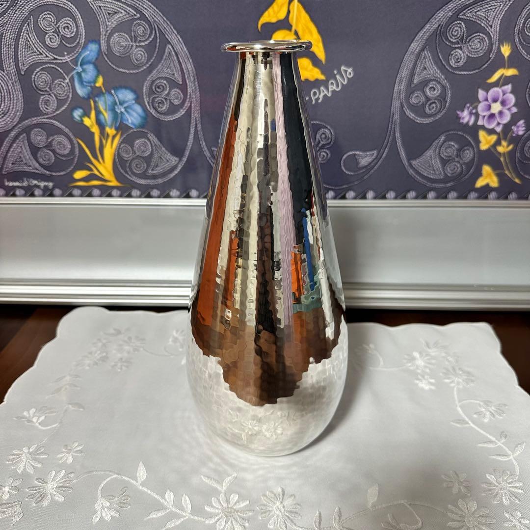 HERMES エルメス　ステンレス製　花瓶　フラワーベース　希少　シルバーカラー