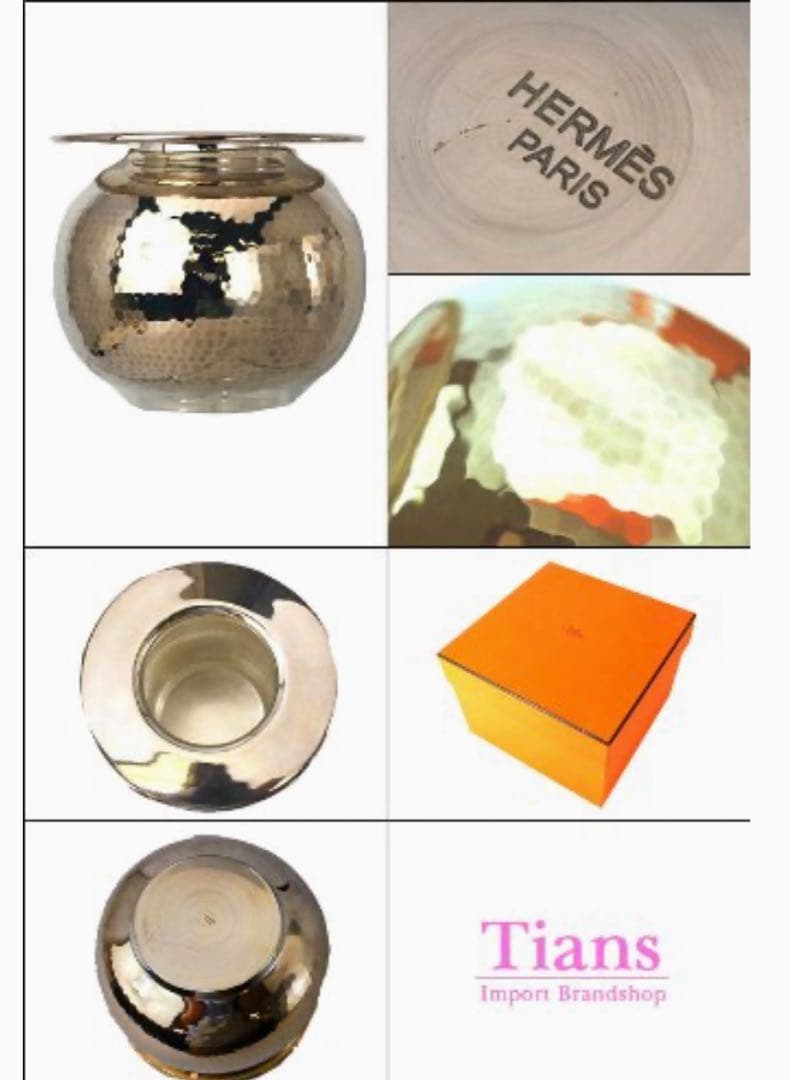 HERMES エルメス　ステンレス製　花瓶　フラワーベース　希少　シルバーカラー