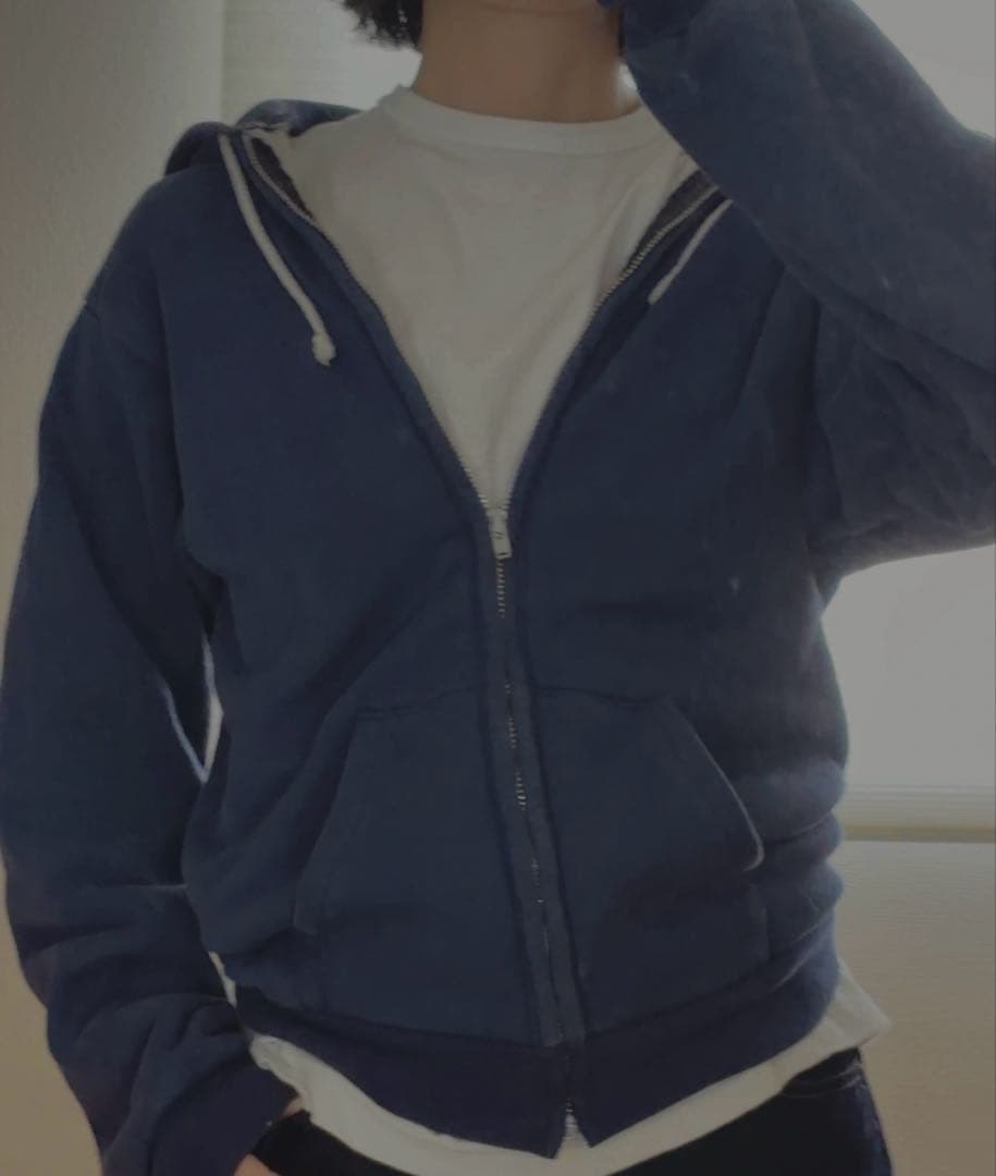 70s Healthknit アルミジップ ダブルフェイス パーカー ナス紺