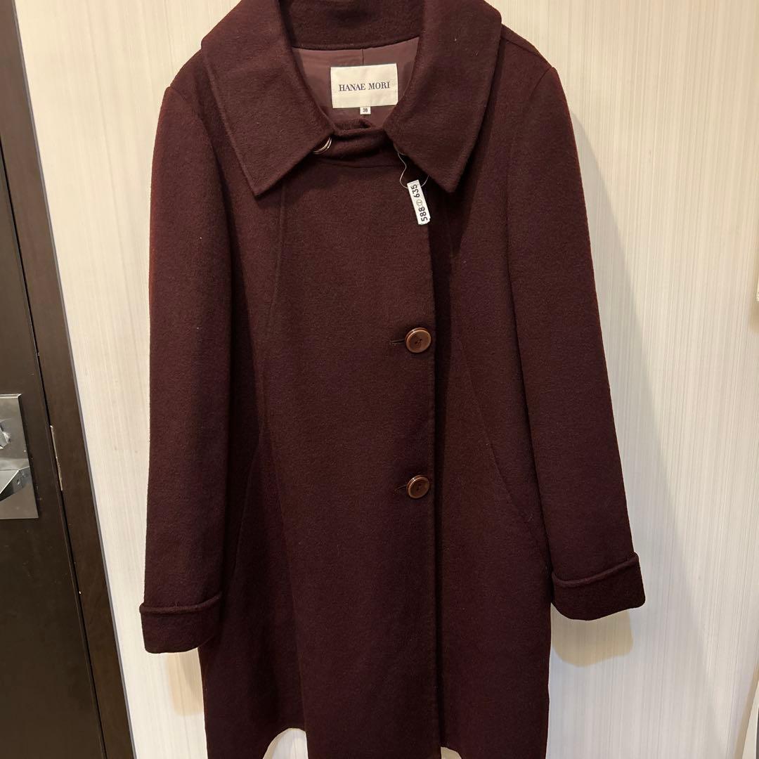 モリハナエ、カシミヤ100%半コート