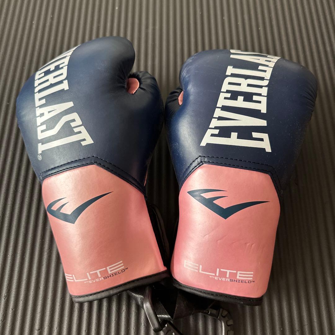 EVERLAST ELITE ボクシンググローブ ネイビー/ピンク 8oz