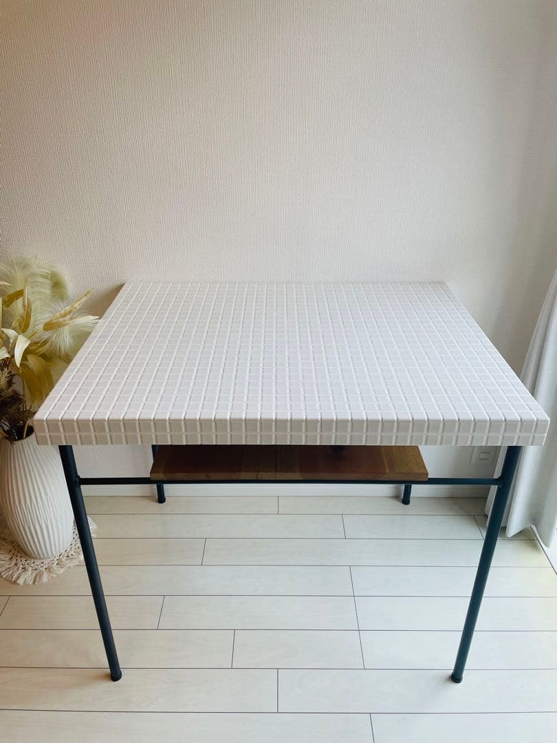 （美品）タイル加工 アイアンテーブル【国産オーダー家具 RUSTIC IRON】