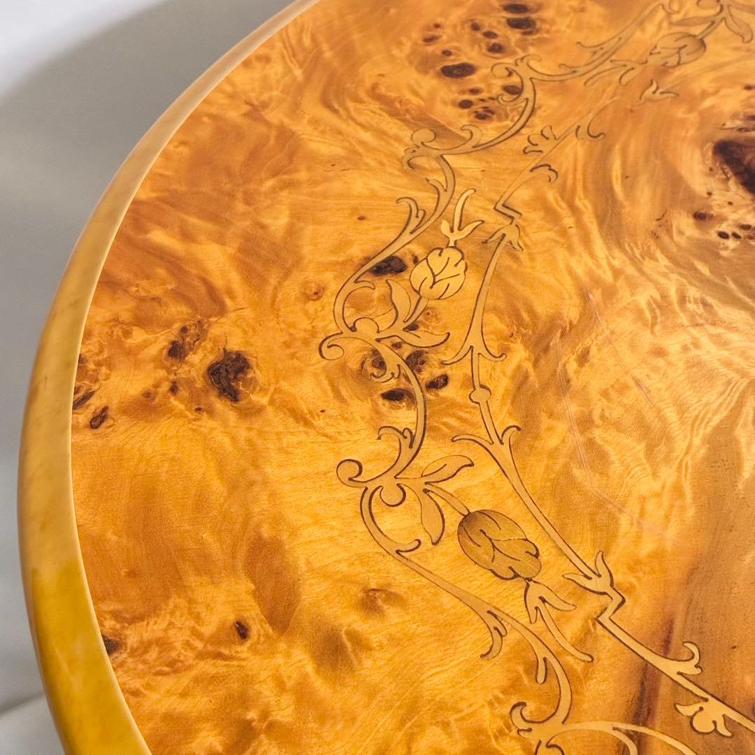 イタリア製 象嵌細工 サイドテーブル ヴィンテージ 艶あり 花柄