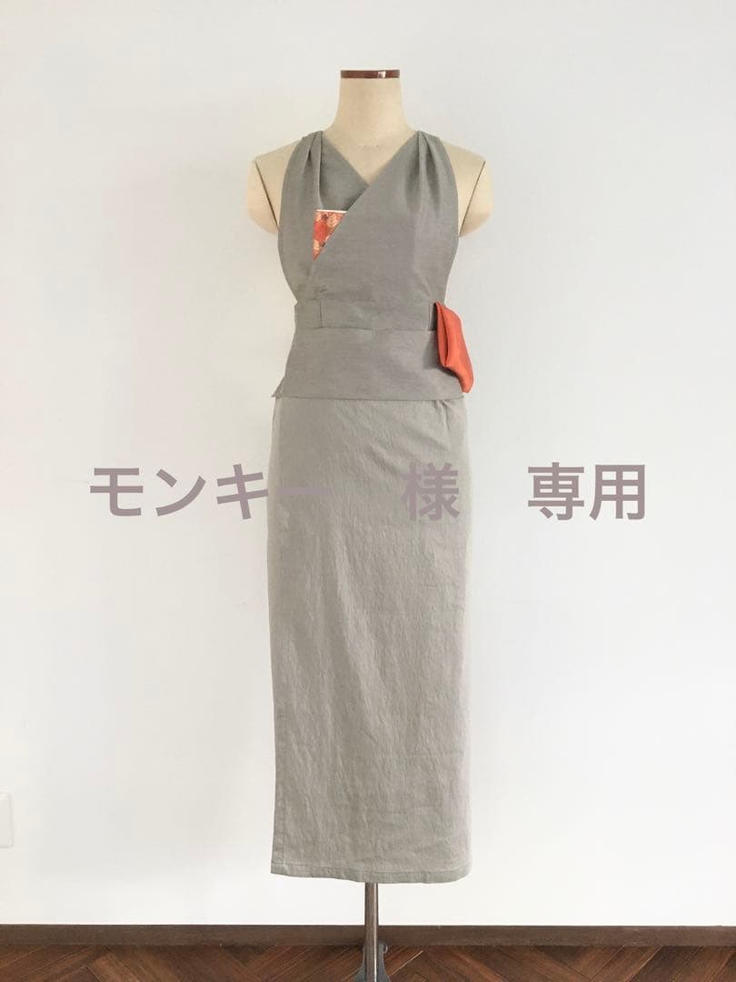 【専用】茶道稽古着　二部式　リネン混合　ライトグレー