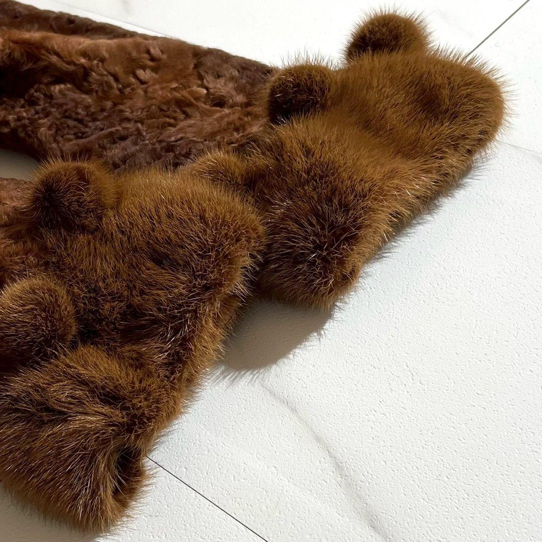 デザイン性◎デミバフミンク アストラカン カラーフォックス ロングコート