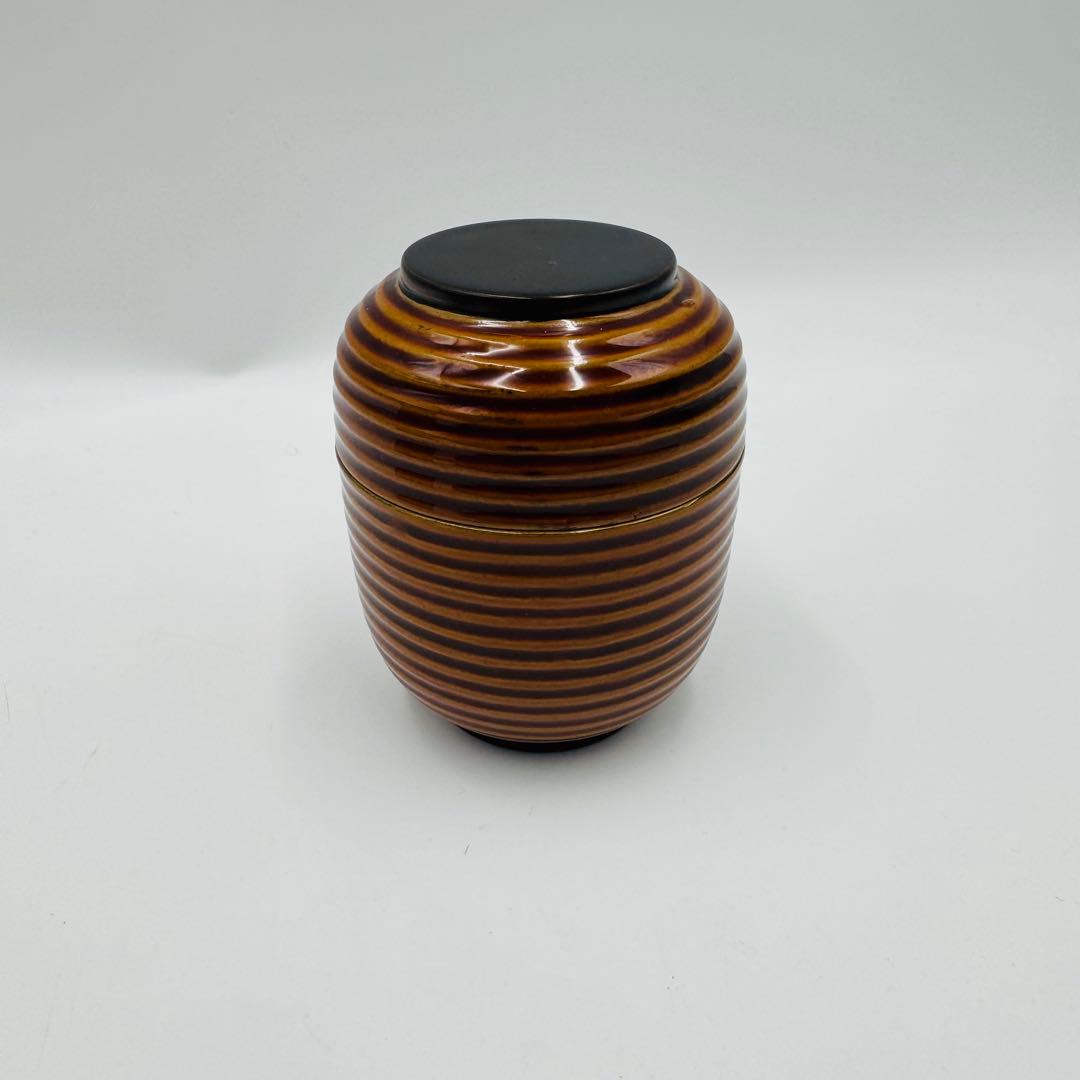 【中村湖彩造　夜桜蒔絵　提灯型茶器　棗　茶道具　共箱】骨董　アンティーク