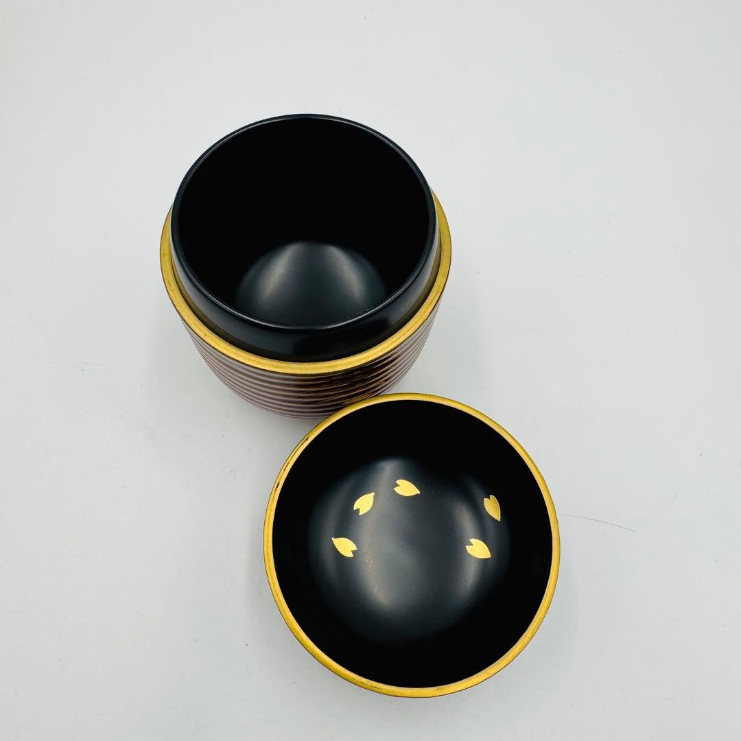 【中村湖彩造　夜桜蒔絵　提灯型茶器　棗　茶道具　共箱】骨董　アンティーク