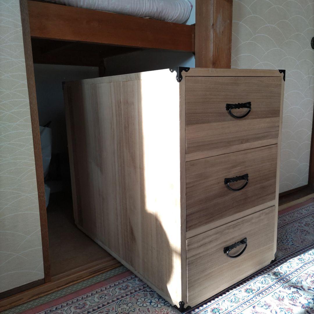 桐　押入れ収納たんす　引き出し３段　タテ型