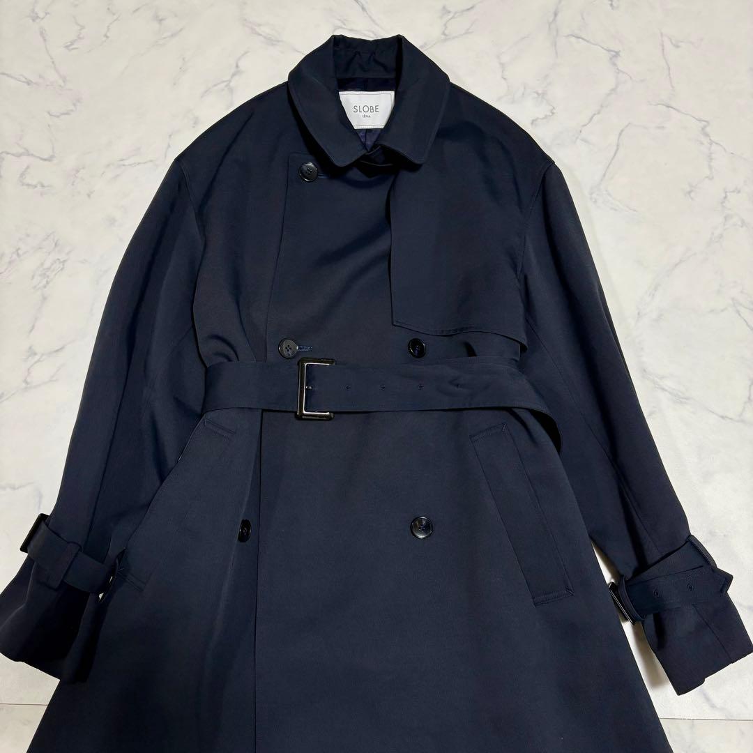 美品 2023年 SLOBE IENA トレンチコート ネイビー ロング 38M