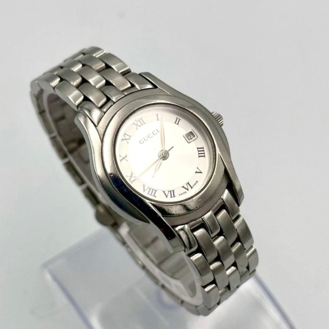 387 GUCCI グッチ 5500L 腕時計 デイト クォーツ シルバー文字盤