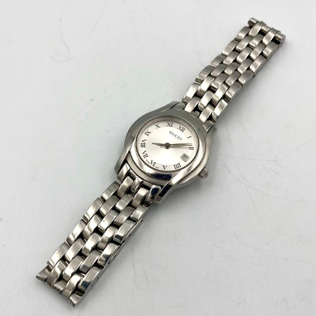 387 GUCCI グッチ 5500L 腕時計 デイト クォーツ シルバー文字盤
