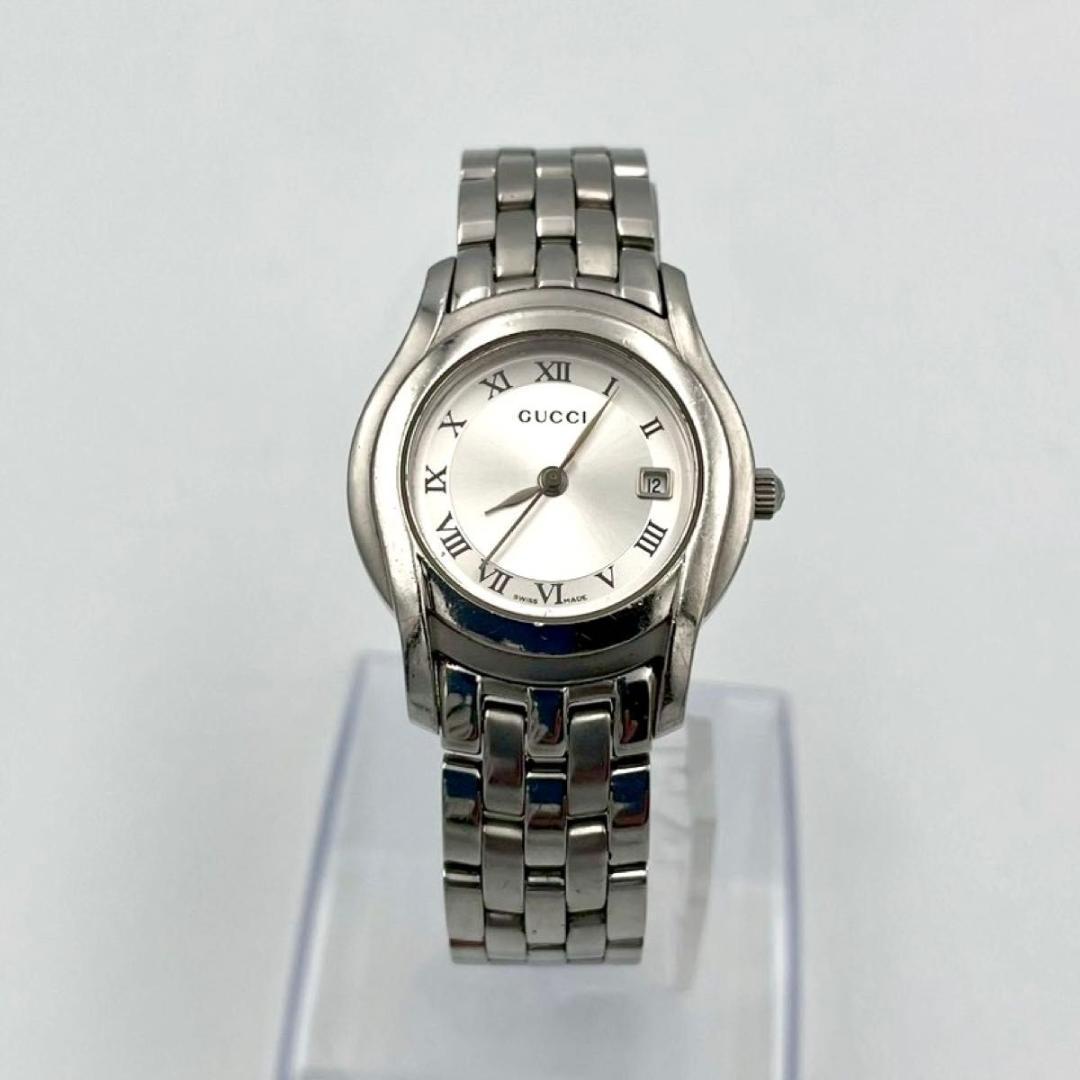 387 GUCCI グッチ 5500L 腕時計 デイト クォーツ シルバー文字盤