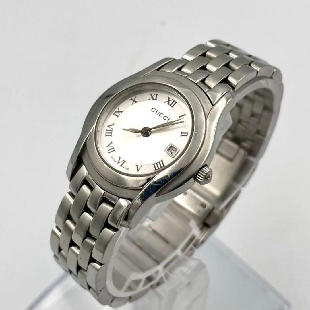 387 GUCCI グッチ 5500L 腕時計 デイト クォーツ シルバー文字盤