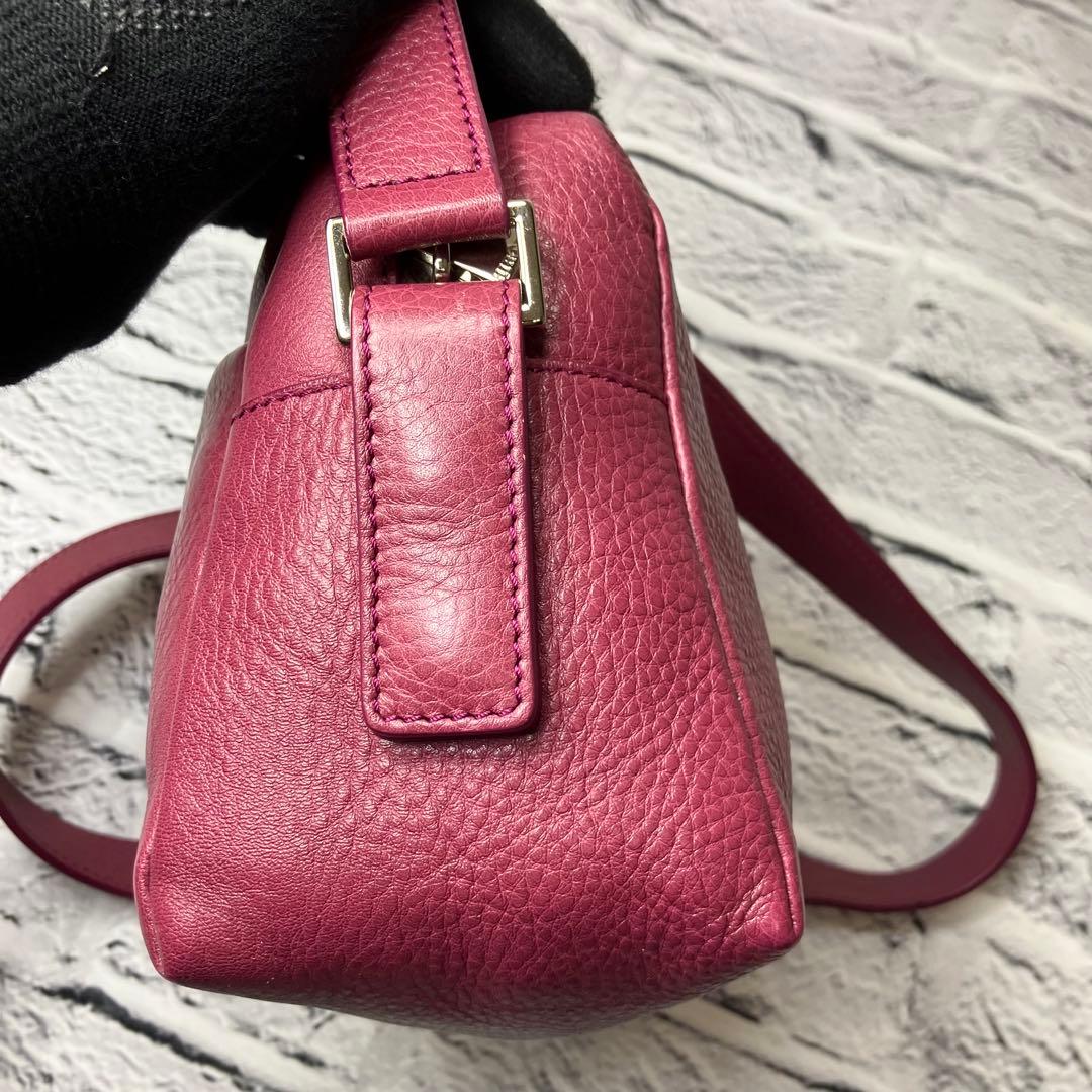 美品✨ヒロフ 現行モデル ヴィータ シボ革 Hロゴ ショルダーバッグ 斜め掛け