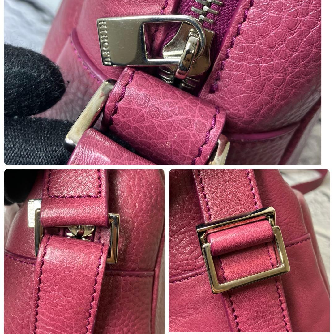 美品✨ヒロフ 現行モデル ヴィータ シボ革 Hロゴ ショルダーバッグ 斜め掛け