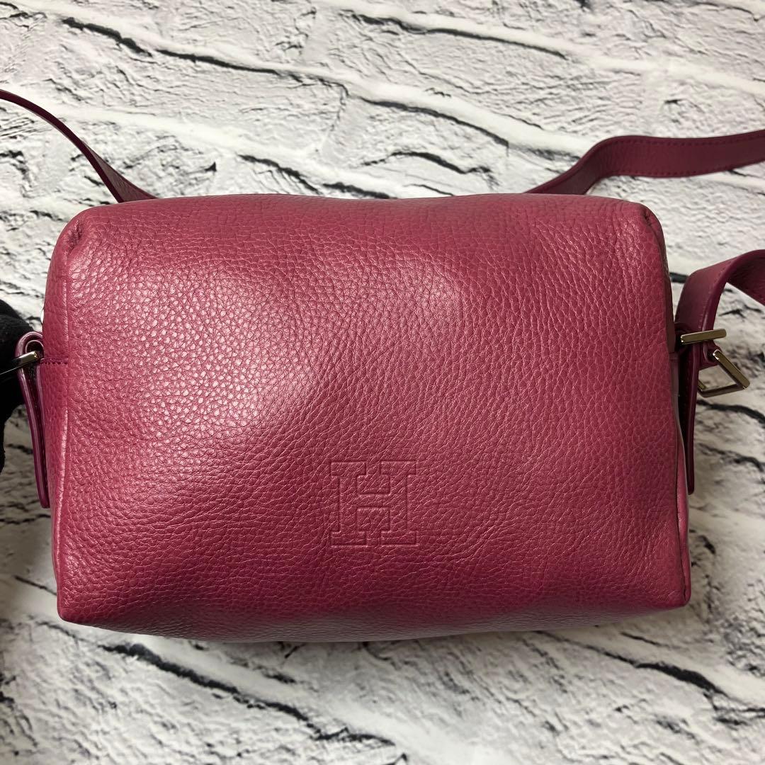 美品✨ヒロフ 現行モデル ヴィータ シボ革 Hロゴ ショルダーバッグ 斜め掛け